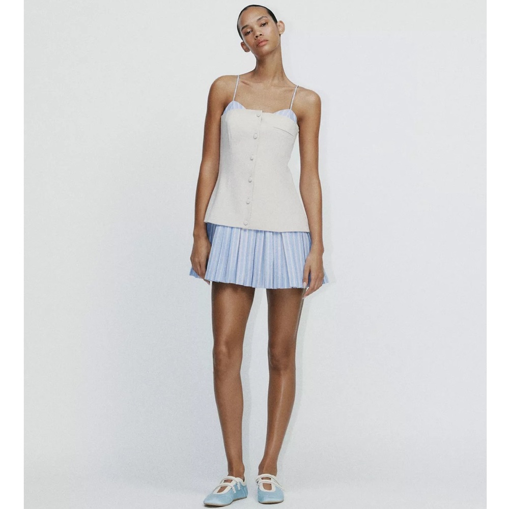 ZARA COMBINATION SHORT POPLIN DRESS - Picture 8 of 12